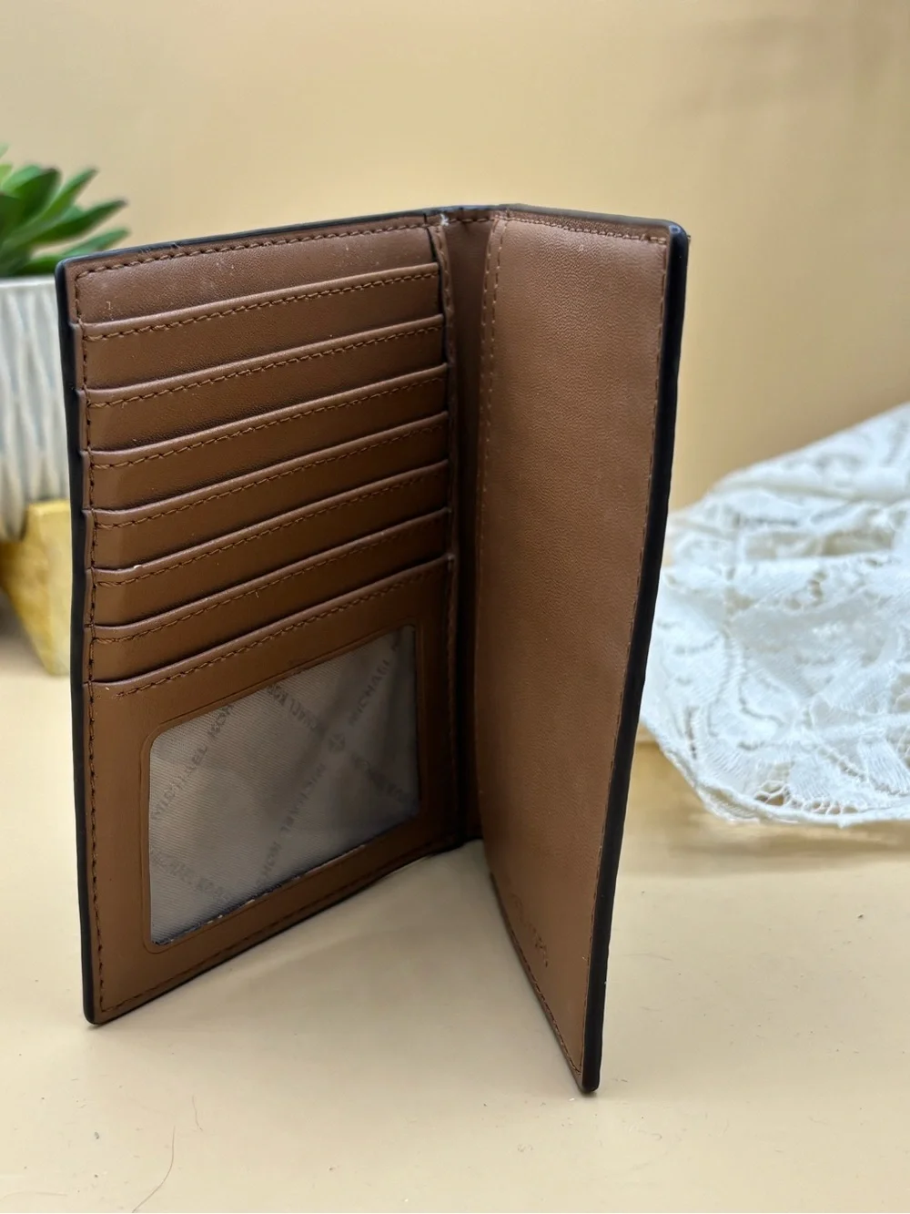 Michael Kors Dark Brown Signature Monogram Card & Passport Holder